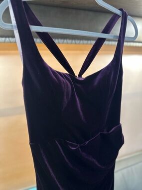 Azazie Velvet Prom Dress in Deep Purple